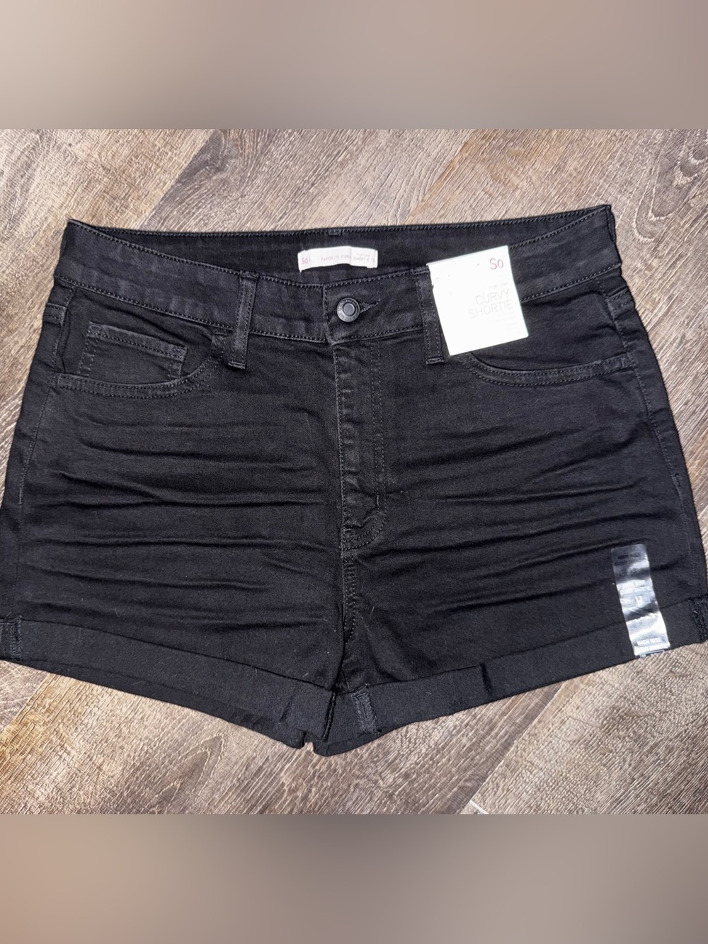 SO Black Curvy Shortie Denim Shorts